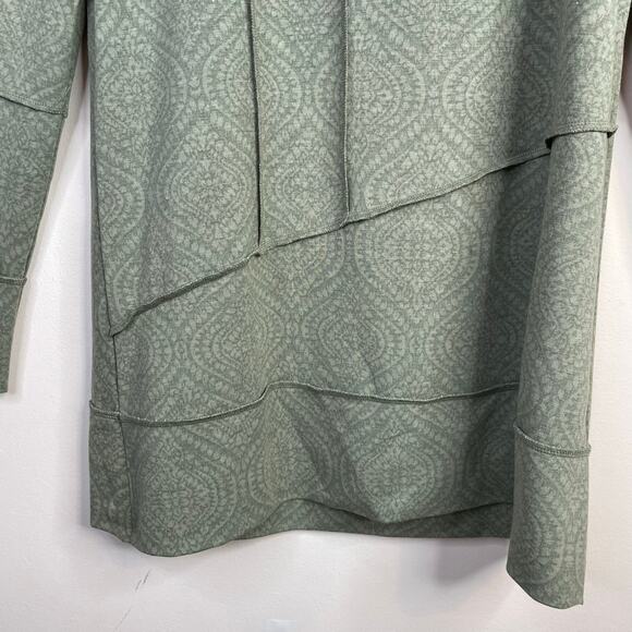 Soft Surroundings Cowl Neck Seam Detail Tunic Top Paisley Boho Olive Green M New - Picture 5 of 13